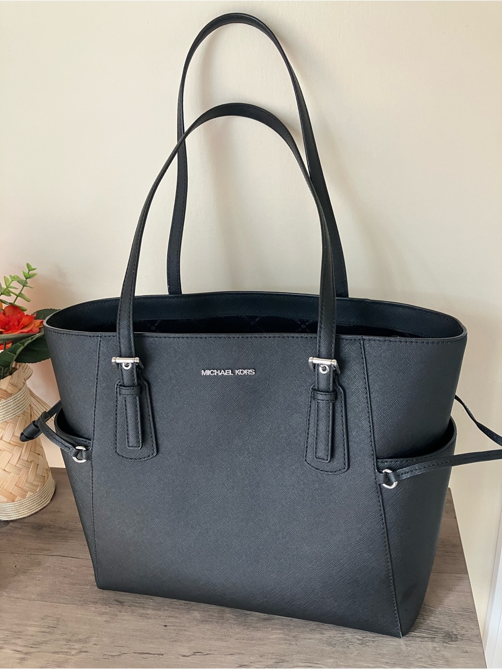 Michael Kors Black Saffiano Tote with Double Straps